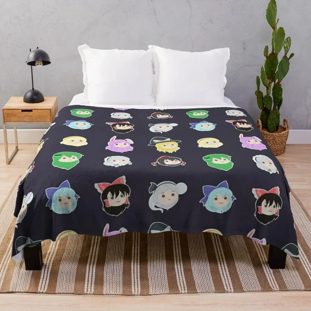 

Touhou Headcuties [Estampado] (Transparent Version) Throw Blanket Anti Shedding Soft Fuzzy Blanket for Home