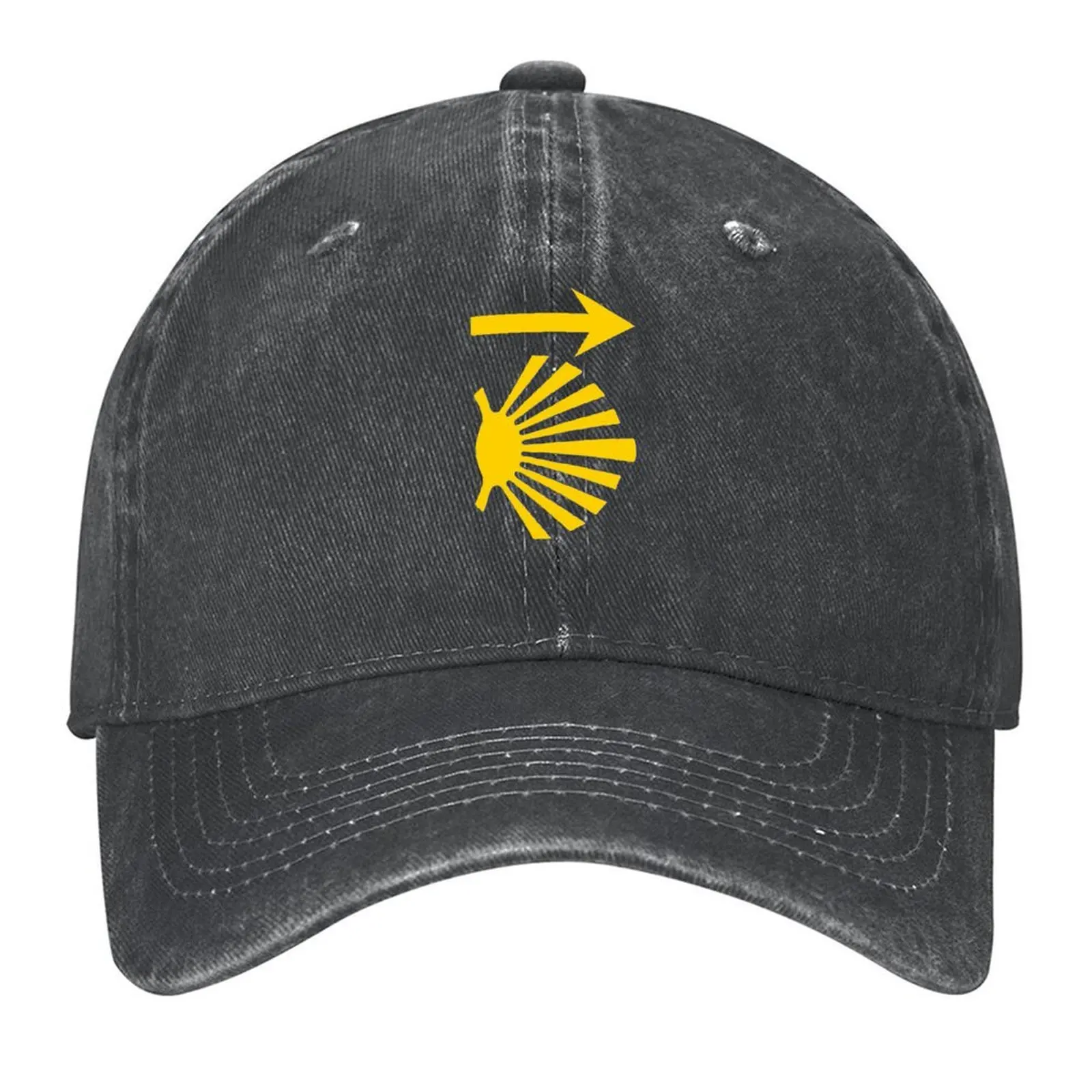 

Camino de Santiago Symbol Large Yellow Scallop Shell and Arrow Baseball Cap fashionable Male hat Women's Golf Wear Men's