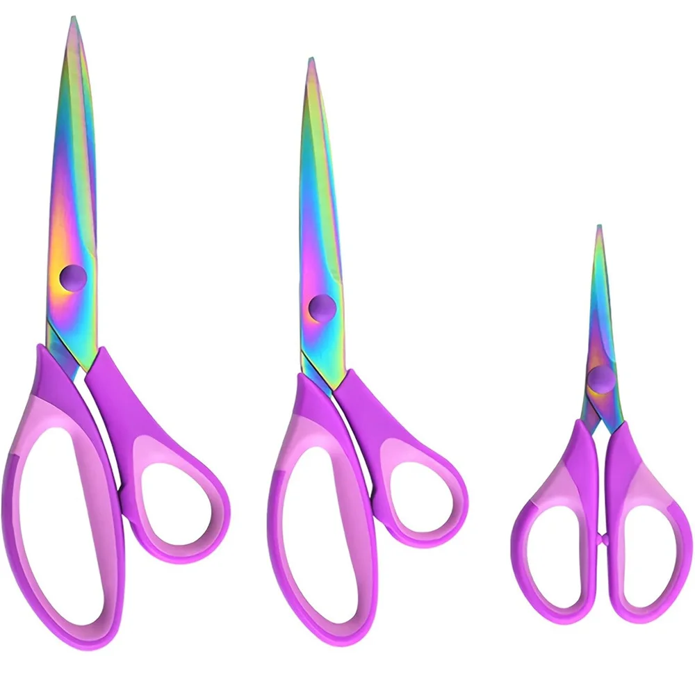 

3PCS Premium Tailor Scissors Heavy Duty Multi-Purpose Titanium Coating Forged Stainless Steel Sewing Fabric Comfortable grip han