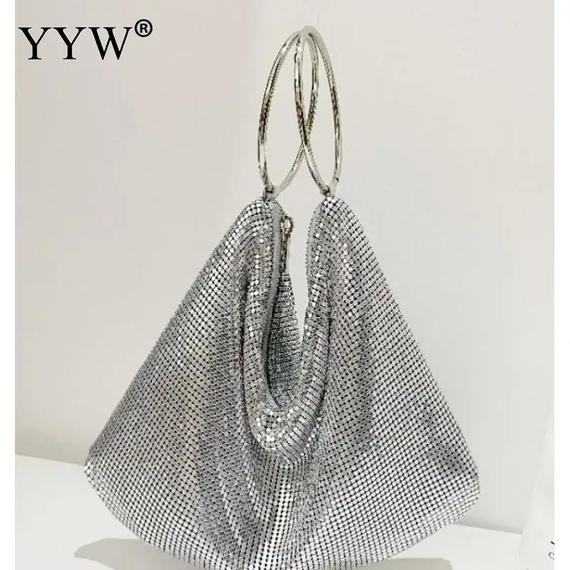 2023 Fashion Designer Hobo Shoulder Bag Handle Shining Rhinestones Evening Clutch Bag Purse Crystal Purses and Handbag Hobo Bags