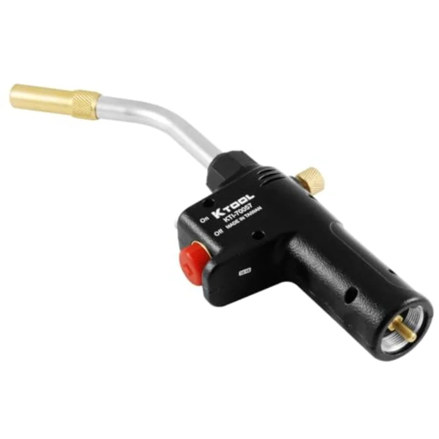 

70057 Self Igniting Propane Torch Head Piezo Igniter Safety Lock Continuous Use Lock Replacement Brass Tip Ergonomic Handle for