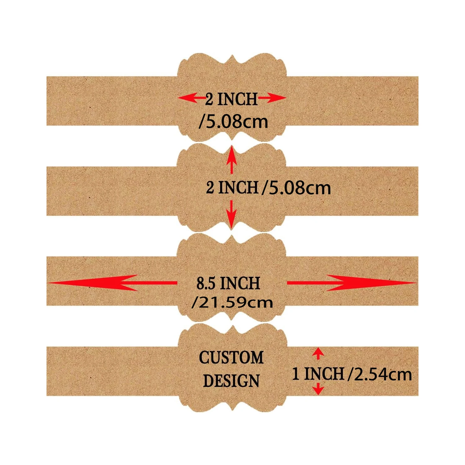 Etiquetas adhesivas de banda de jabón Kraft en blanco natural imprimibles, etiqueta adhesiva de envoltura marrón de 8,5x2 pulgadas para jabón hecho a mano, barras de loción, baño