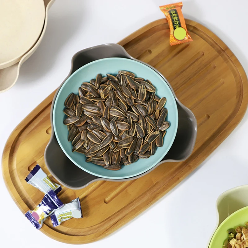 Snack Bowls Double Layer Popcorn Bowl With Storage Pistachios Bowl With Storage Round Snacks Dish For Nuts Fruits Candy Snacks
