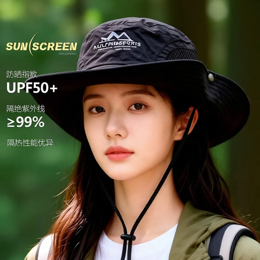 Men and women fishermen's hats with western cowboy style. Byni workwear outdoor jungle hiking drawstring sun protection climbing