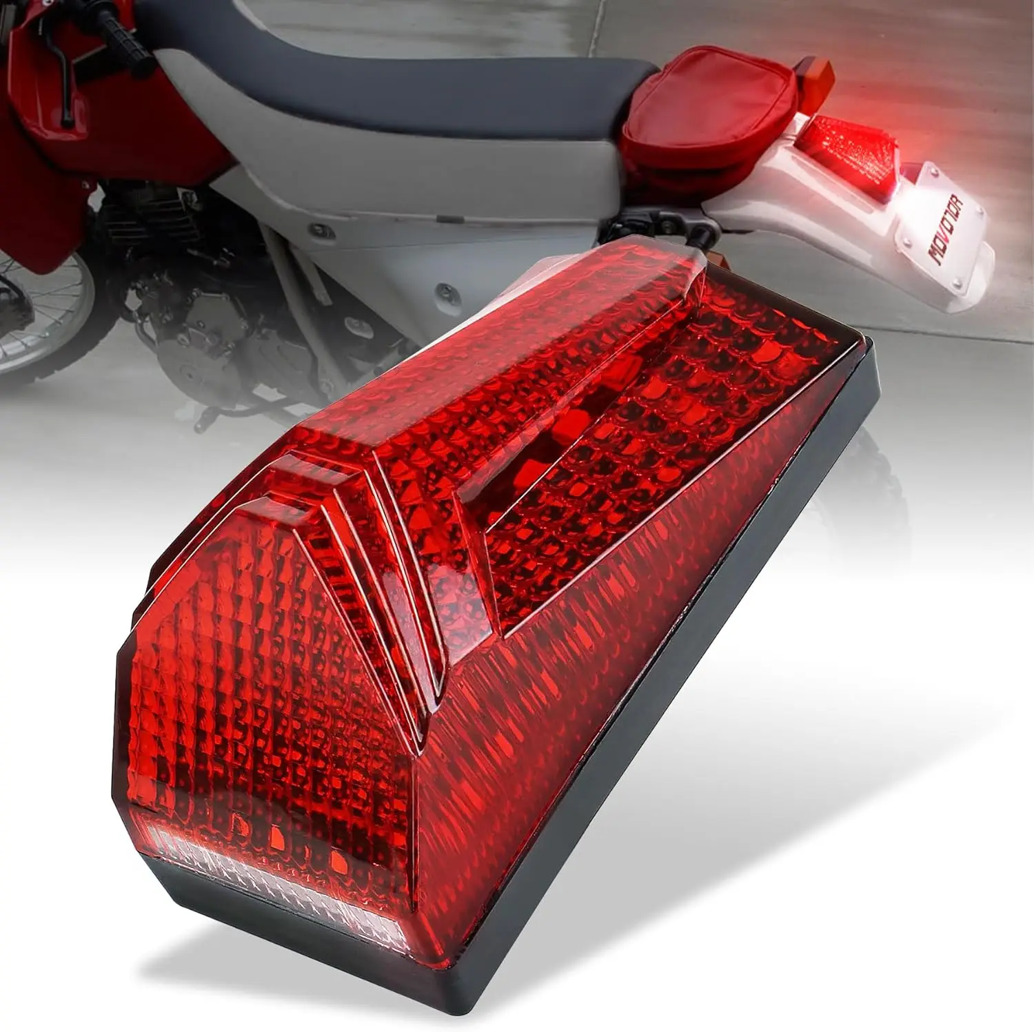 MOVOTOR LED Rear Tail Light with Red Brake White License Plate Lighting for Dirt Bike Enduro Cafe Custom Honda XR650L XR600R