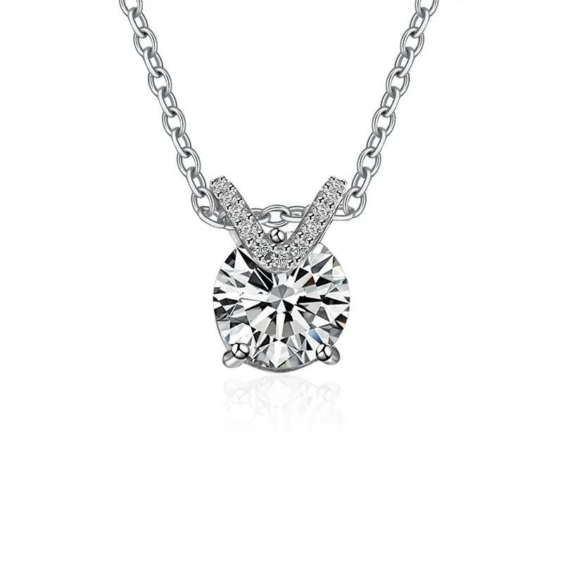 

ZFSILVER модное модное серебро 925 пробы, роскошное муассанитовое ожерелье с буквой V-образной лапой 4, очаровательное женское ожерелье, вечерние ювелирные изделия, подарок MS-1671B