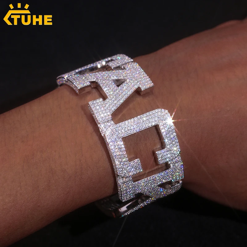 

TUHE High Quality Custom letter Custom Bracelet Iced Out Custom Name Bracelet For Men Hip Hop Jewelry Gifts
