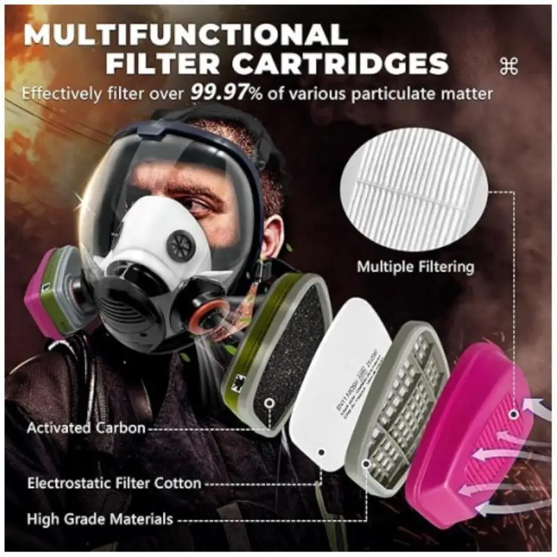 Antibeschlag 6800, chemische Maske, Gasmaske, staubdicht, Atemschutzmaske, Farbe, Pestizidspray, Vollgesichtsfilter für Laborschweißstaub