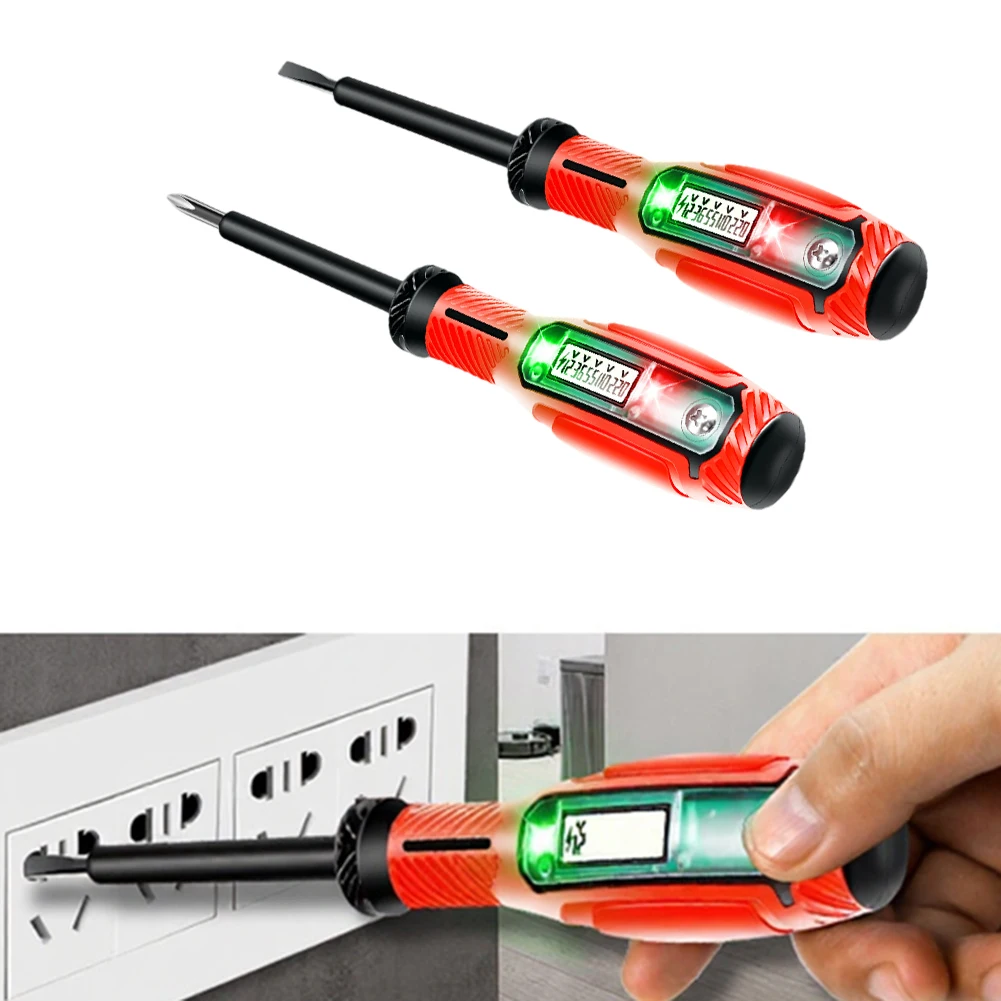 2-Pack Voltage Testing Pen with LCD Display and Integrated Screwdriver Tips Suitable for Live Wire Identification up to 500V