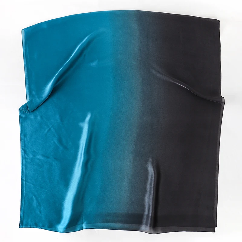 Luxus Farbverlauf Seiden schal Frauen Marke solide Femme Schals Wraps Bandana Kopf Foulard Mode Dame Hijab Hochzeit Poncho – Detail 2