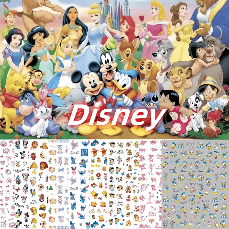 New Disney Winnie The Pooh Nail Stickers Nail Supplies Cartoon Mickey Minnie Cosas De Stitch Anime Princess Nail Art Decorations