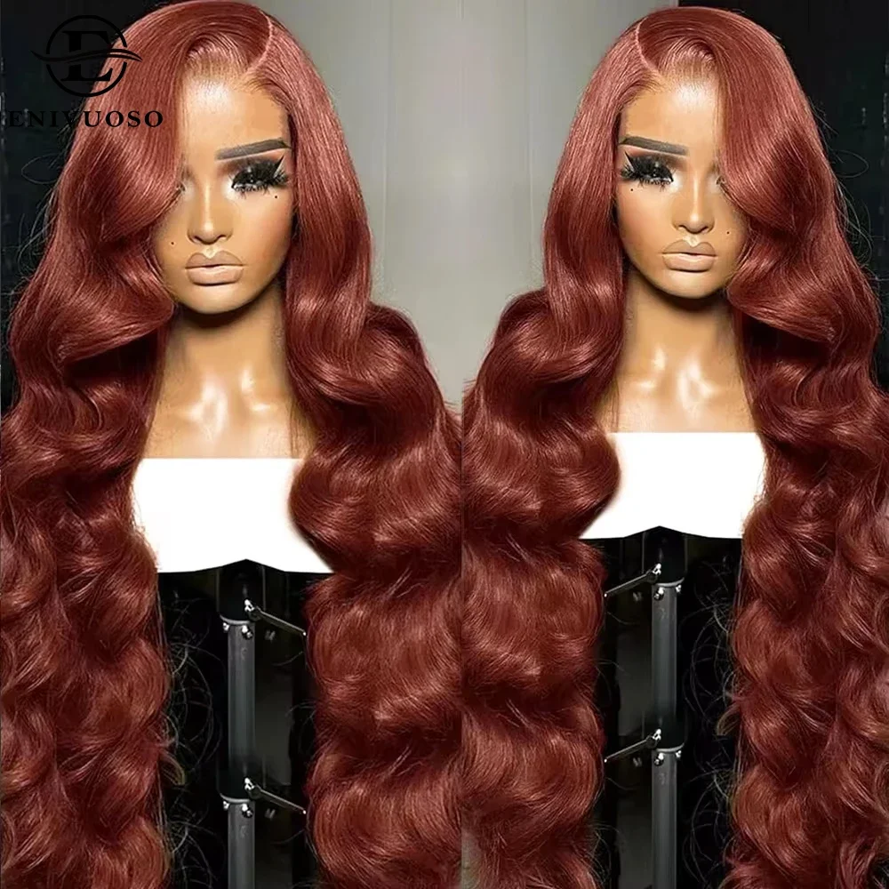 Reddish Brown Lace Wigs Pre Plucked Auburn Colored 13x4 Body Wave Lace Front Wig for Women 28 30 Inch Copper Red Glueless Wigs