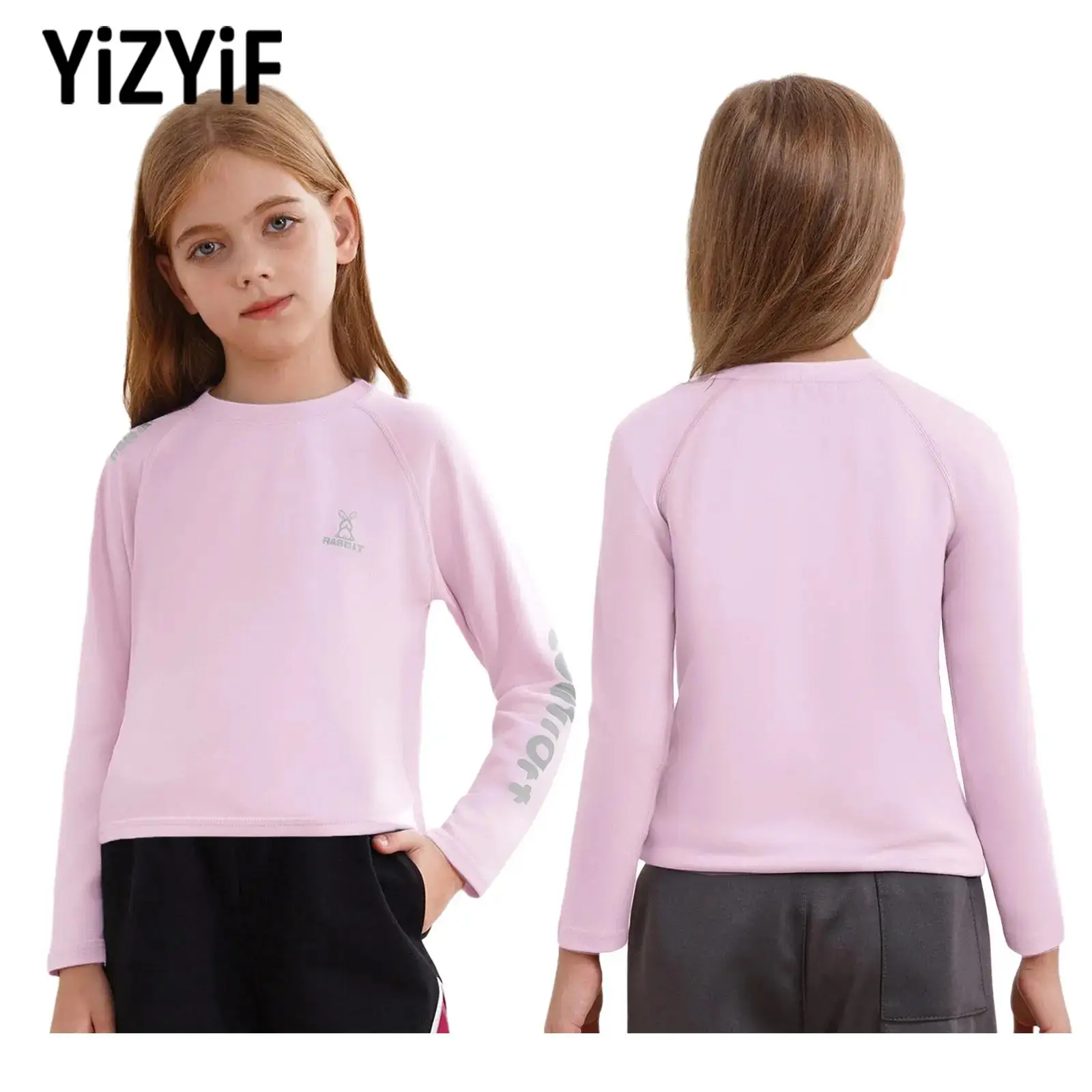 

Girls Boys Quickly Dry Moisture-Wicking Sports Tops Long Sleeve T-shirt Kids Hiking Camping Workout Running Fitness Active Wear