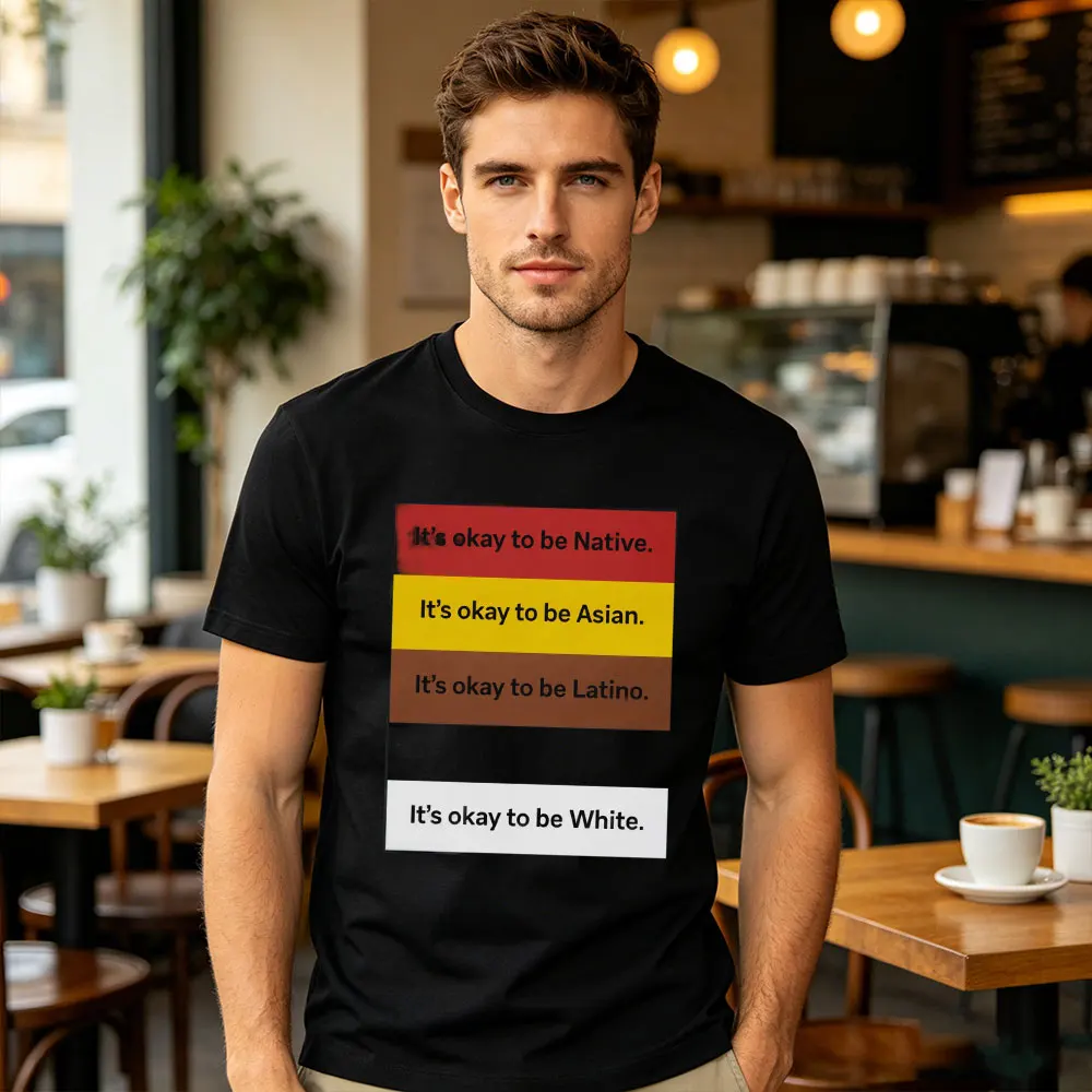 Vintage Block Color Diversity Statement Tee It’s Okay To Be All Ethnicities Retro Casual Unisex Street T-shirt Men Women Shirt