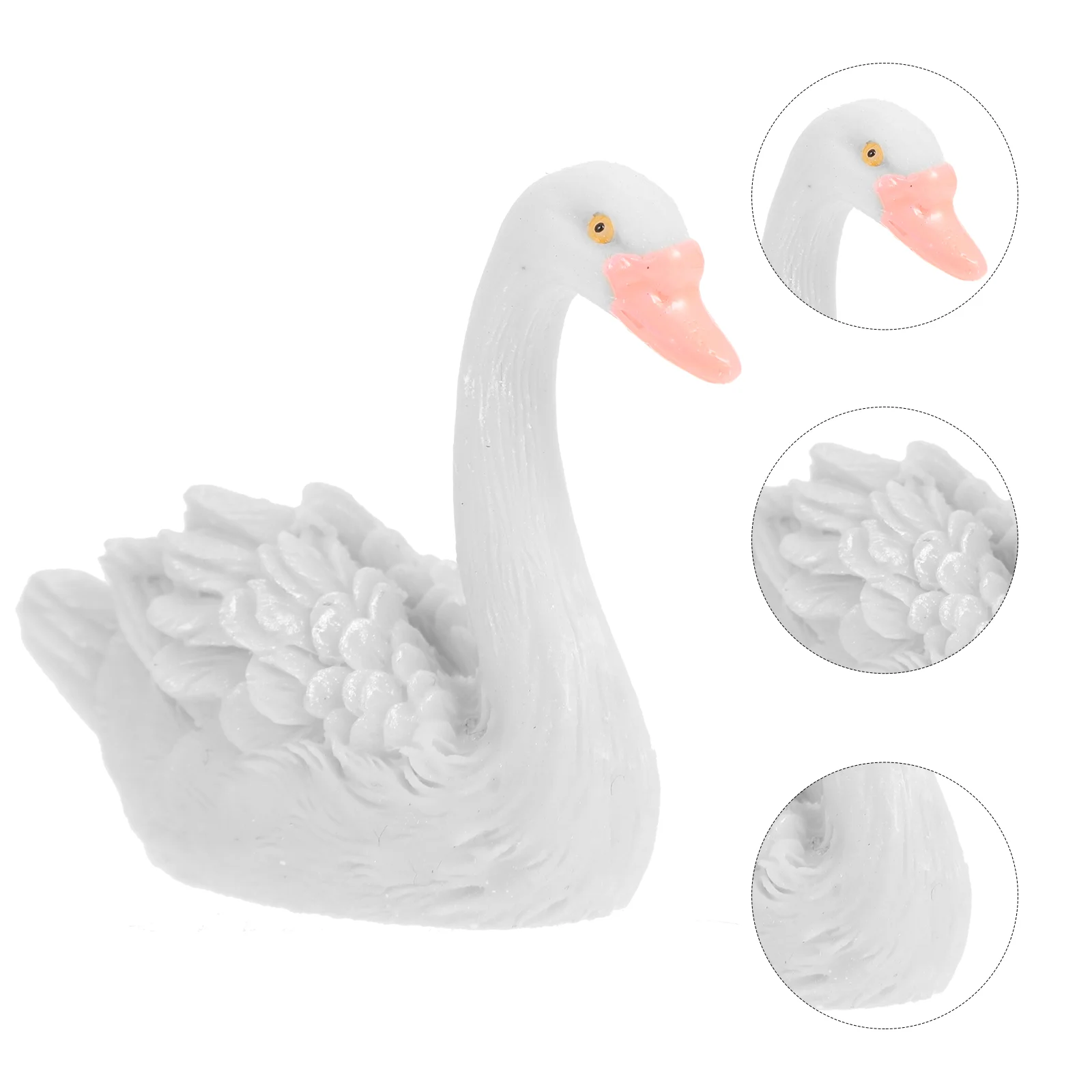 

2 Pcs Decorative Ornaments Swan Birthday Party Decorations for Home Household Figurines Resin Bride Cake Topper