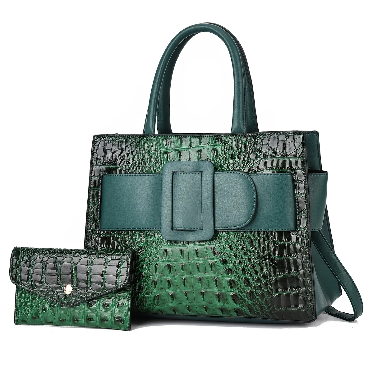 Women's bag set 2-piece, fashionable and simple crocodile pattern women's handbag, casual and versatile