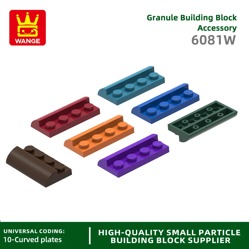 Wange 6081W 100g/61PCS Slope 4x2x(1+1/3) Curved Flat Bottom Corner 4 holes Block Moc Compatible with Brick DIY Parts