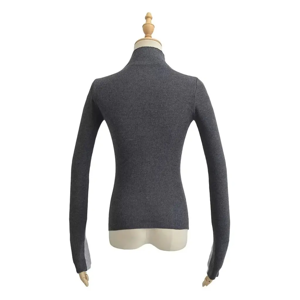 

Весенний женский свитер с высоким воротником, контрастный цвет, эластичная приталенная футболка, верхняя часть спереди и сзади, соответствующий цвету, оптовая продажа