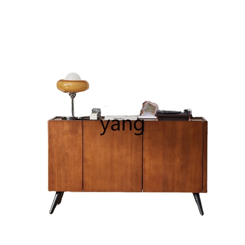 

Yjq Hyundai Simple and Light Luxury Solid Wood Sideboard Wall Entrance Cabinet Small Apartment Storage Tea Cabinet