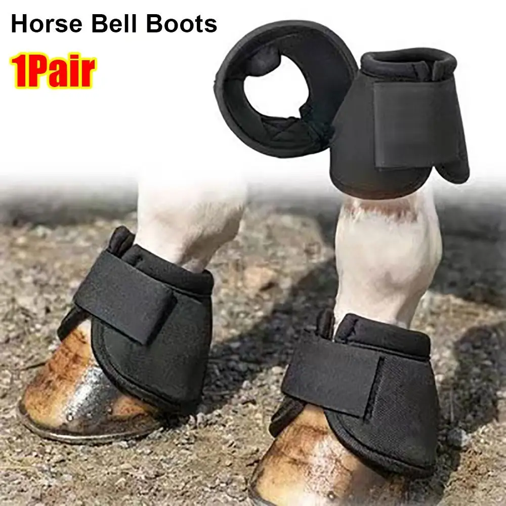 1Pair Quick Drying Horse Bell Boot Heavy Duty Protection Oxford Cloth Equine Hoof Boot Comfort Hoof Wrists Protector
