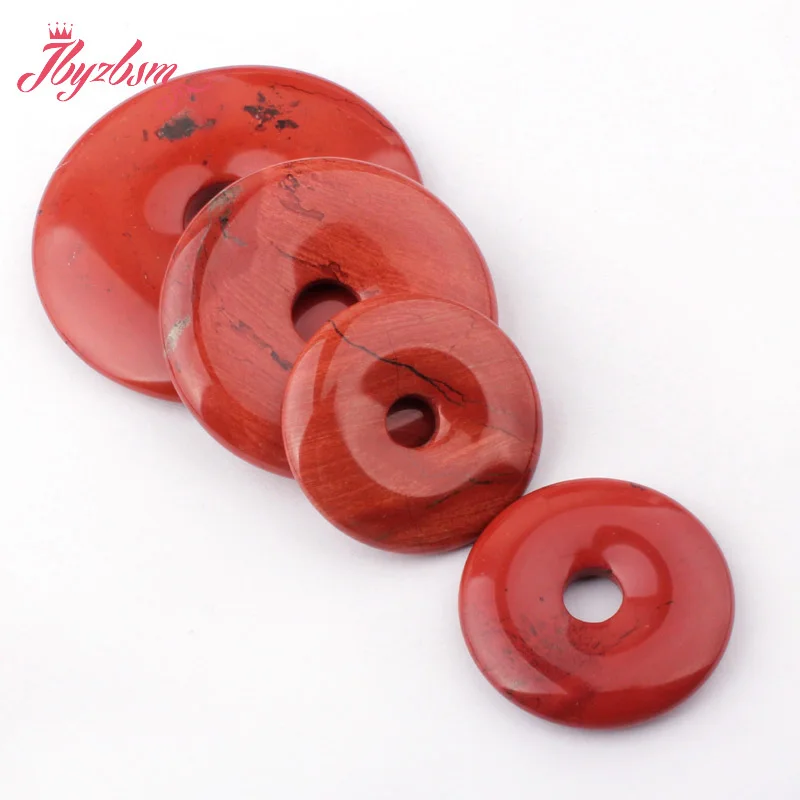 30,40,50mm Donut Red Jaspers Natural Stone for DIY Accessories Bracelet Necklace Pendant Charms Jewelry Making Components 1 Pcs