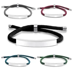 Personalized Engraved Bar Bracelets for Women Men Romantic Customize Name DIY Braided Bracelets Charm Couple Jewelry Gifts