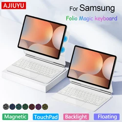 AJIUYU Keyboard For Samsung Galaxy Tab S10 S9 Plus 12.4 Inch S10+ 2024 S9 FE+ Case Magic Smart Keyboard Cover TouchPad Backlight