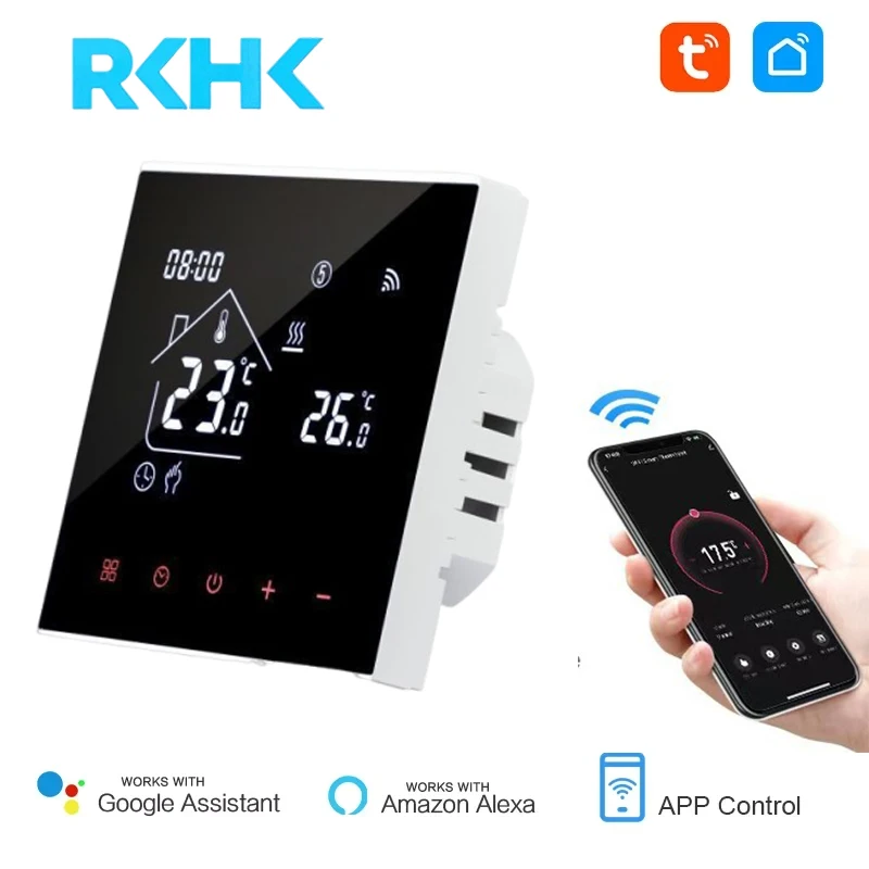 

M4A WIFI термостат для водяного подогрева пола, ЖК-дисплей с сенсорным экраном, регулятор температуры, голосовое управление от Алисы Google Home и Alexa