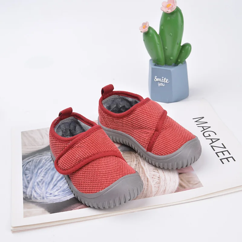 2024 Autumn Winter New Baby Cotton Shoes Boys Anti-slip Warm Shoes Girls Colorful Soft Hook Shoes Children Cotton Flats