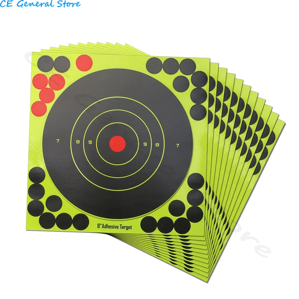 100pcs Paper Target Stickers Adhesive Reactivity Shoot Targets Outdoor Shooting Practice Hunting Training 8*8inch Shot Target