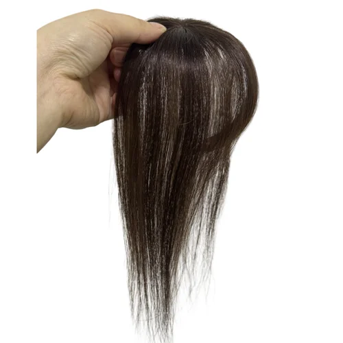Imagen 2 del producto Flequillo de cabello humano fino y ligero, cubierta 360 de cabello gris con flequillo de aire 3D, cabello brasileño Invisible no remy, 1 Clip en extensiones de cabello