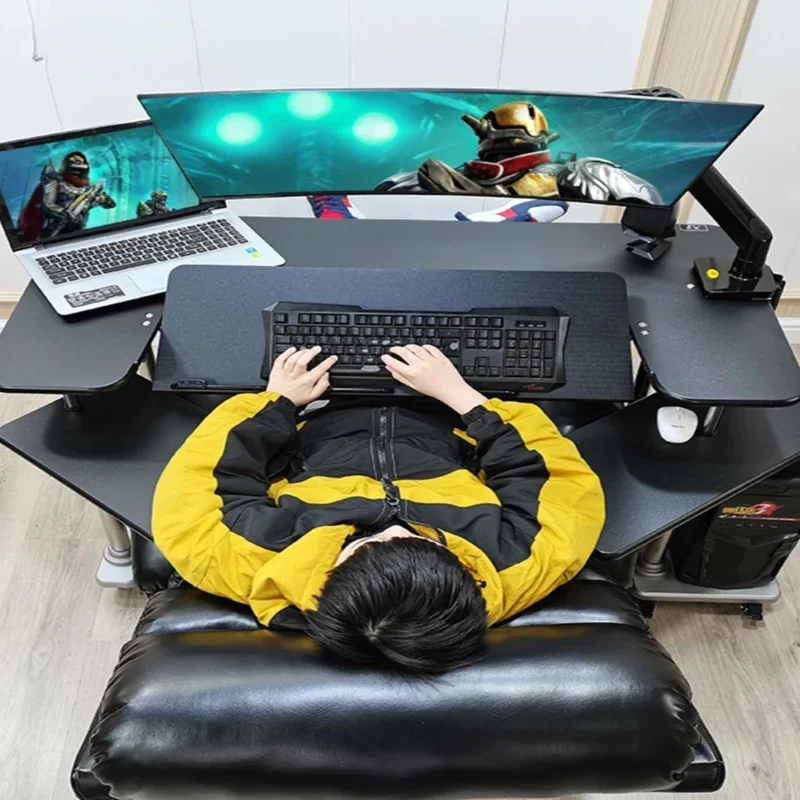 Adjustable Sit-Stand Desk, Versatile Folding Table, Comfortable Gaming Chair, Efficient Computer Workstation