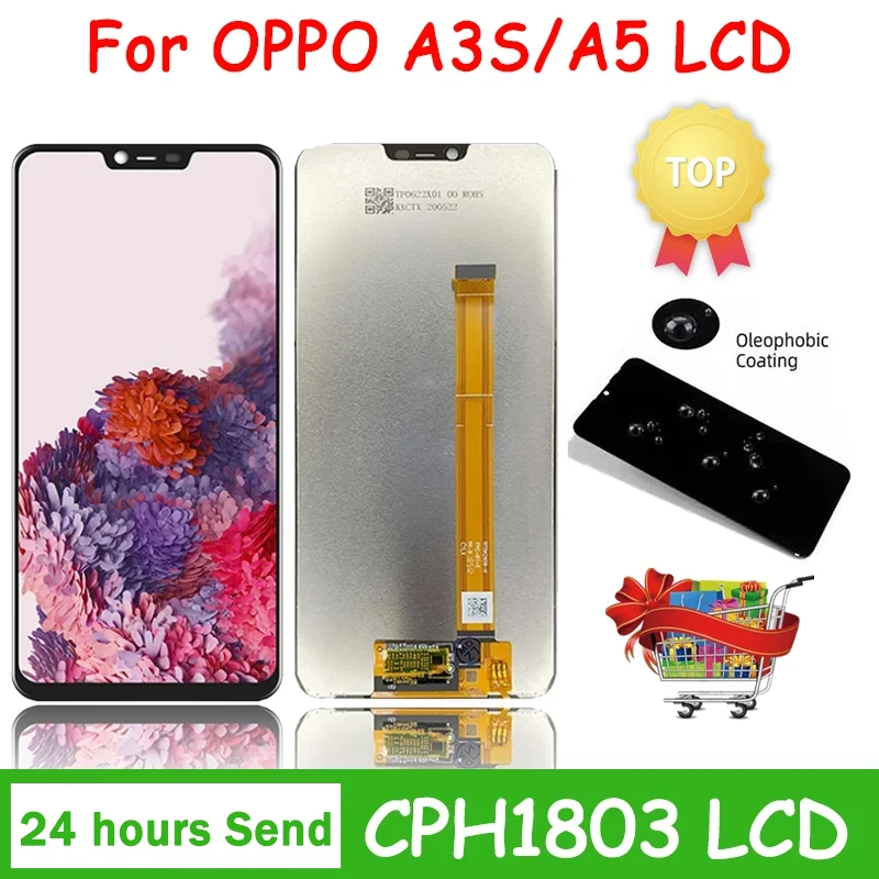 6.2'' IPS For OPPO A3s CPH1803 CPH1853 CPH1805 LCD Touch Panel Sensor Digitizer Assembly For OPPO A5 (AX5) CPH1809,CPH1851