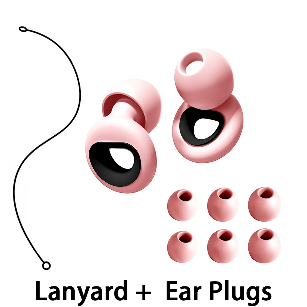 Lightweight Silicone Earplugs with Lanyard for Noise Reduction Hearing Protection Ideal for Study Library Night Shift Workers