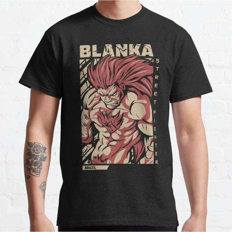 

Blanka 0217 80s Combat Street fighter Gift t shirt Retro Arcade game Graphic Tee Y2K Clothes Large size Tops 100% cotton print