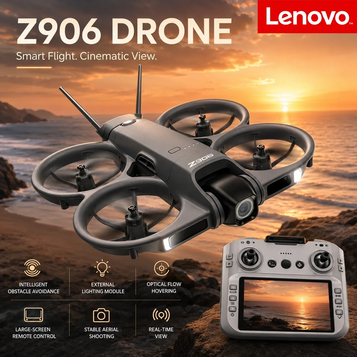레노버 Z906 드론 8K 5G GPS 포지셔닝 브러시리스 모터 접이식 지능형 장애물 회피 장거리 쿼드콥터 항공기