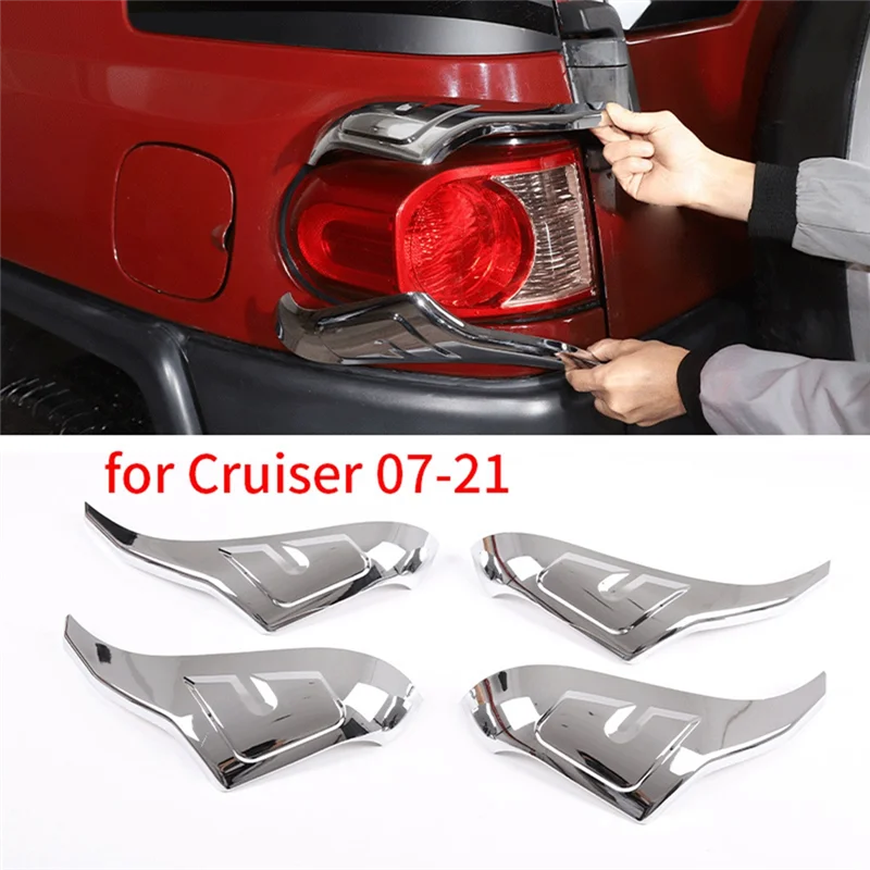 A11F-4 Pcs Silver Tail Light Cover Decorative Cover Protective Cover For Toyota FJ Cruiser 07-21 Decoration Accessories
