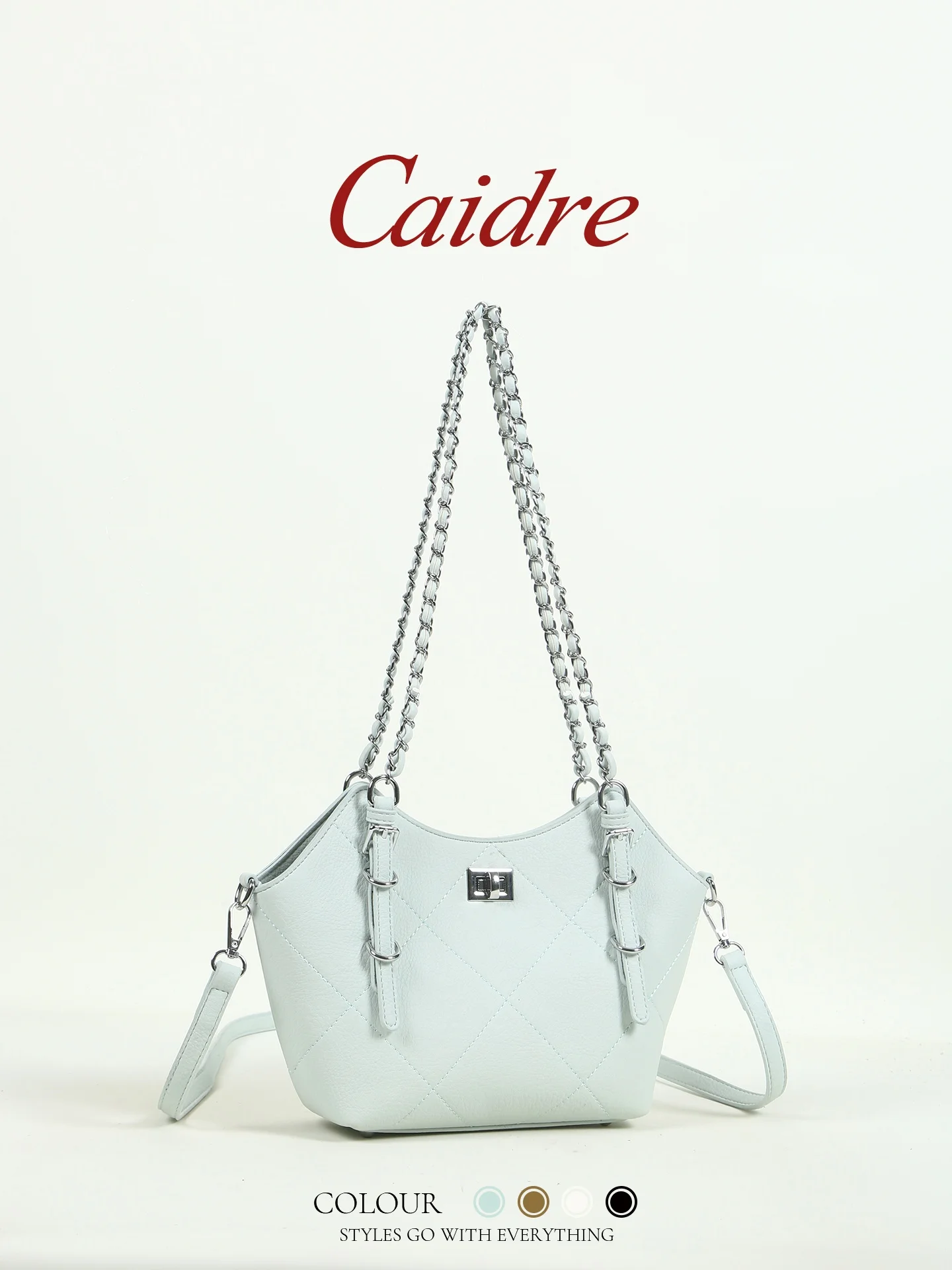 

Caidre Commuter Chain Shoulder Women's Tote Bag Stylish Underarm Bag for Work Double Strap Lock Buckle Medium Size PU Leather