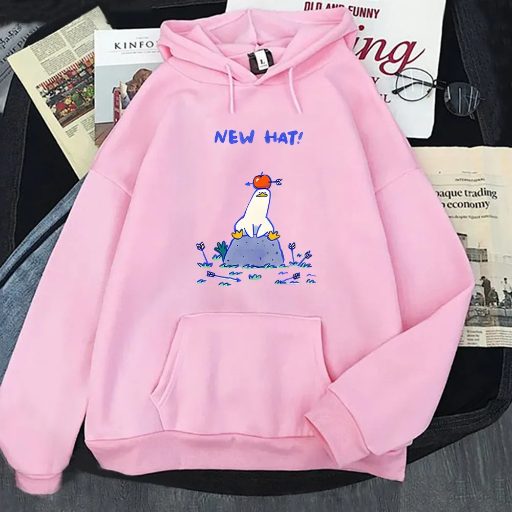 New Hat Graphic Hoodie I'm Sick of Everything Sweatshirt Women Kawaii Clothes Cute Duck Top Anime Casual Winter Fleece Coats Men