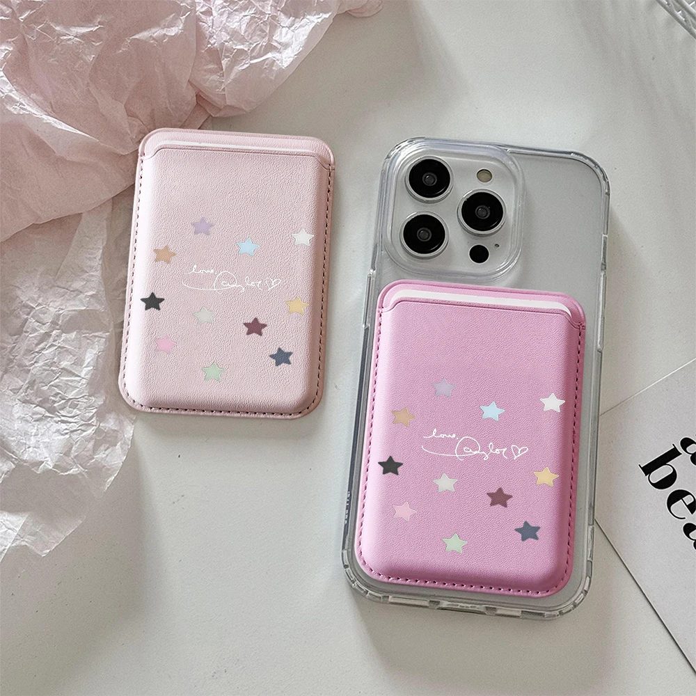 Stars Sky INS Leder-Kartenetui Handyhülle Magnetische Hülle Geeignet für Alle iPhones für Magsafe Karten-Handy-Rückentasche – Detail 1
