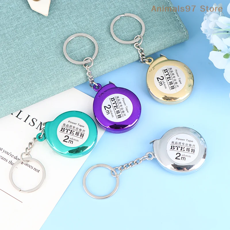 1 pc And Practical 2m Delicate Multipurpose Measure  Small Steel Ruler Portable Mini Cute Keychain Tape Measure