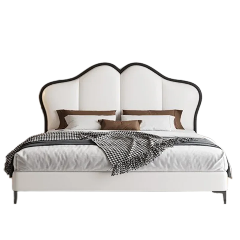 #Black Nordic Double Bed Sleeping Designer Whitr Storage Headboard Twin Bed Frame Elegant Castle Cama De Casal Home Furniture