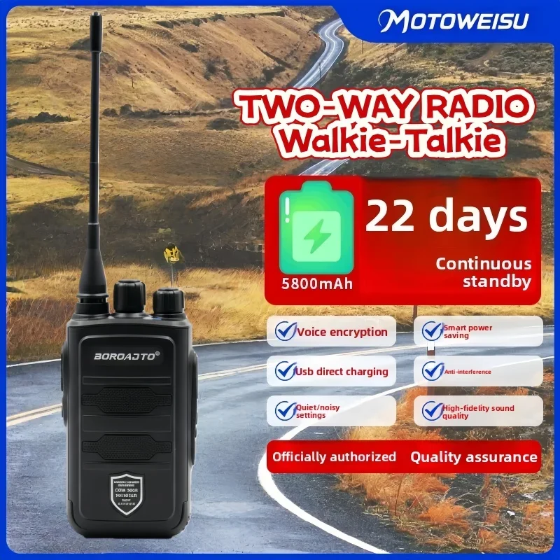 2026 New UHF Walkie Talkie 400-470MHz Powerful Long Range Two Way Radio Portable Transceiver  IP55 Waterproof with Earpiece