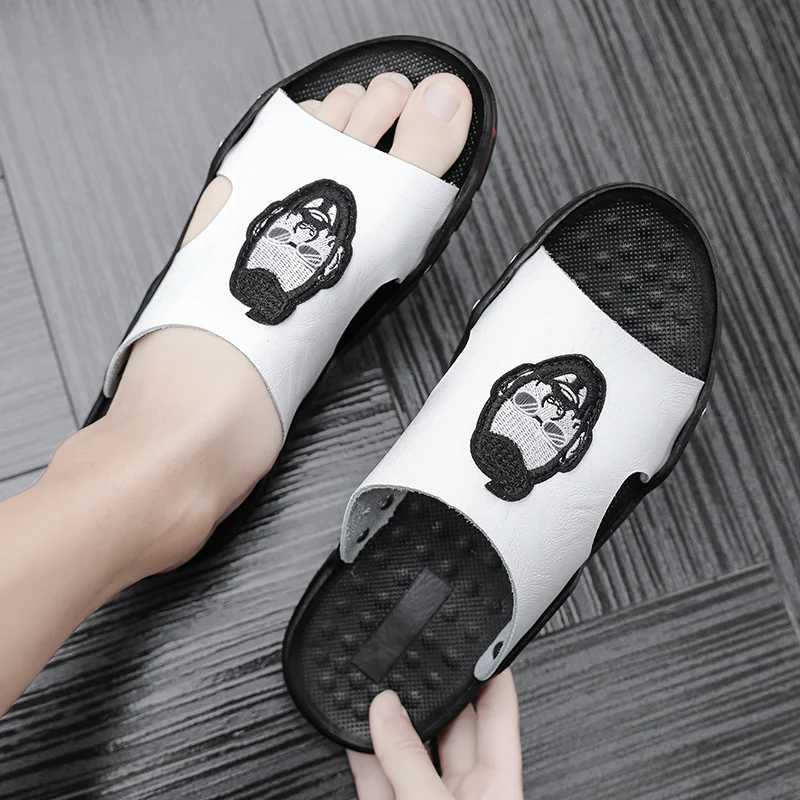 

Новинка 2025 года, модная летняя мужская обувь для одиночных путешествий с прицепом, уличная летняя мужская обувь с одним словом, большая пляжная обувь с прицепом 39-48