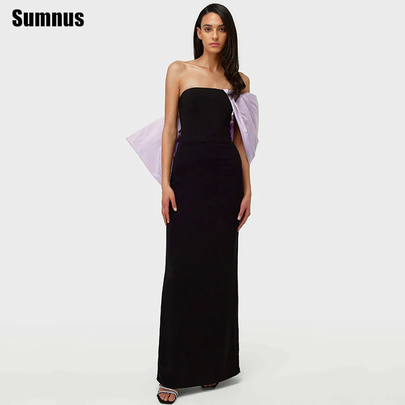

Sumnus Elegant Mermaid Prom Dresses Off Shoulder Big Bow Contrast Color Gala Maxi Bodycon Formal Dresses vestidos Customized