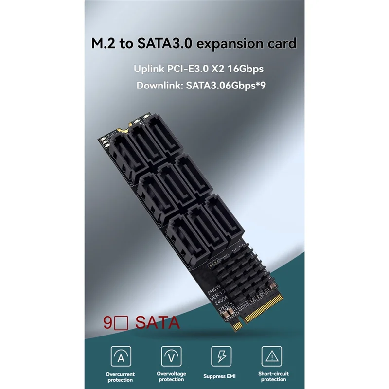 A13E-M.2 m chave nvme para 9 portas sata converter cartão m.2 nvme para sata 3.0 conversor pcie 3.0 x2 capacidade de disco rígido expansores de alta velocidade
