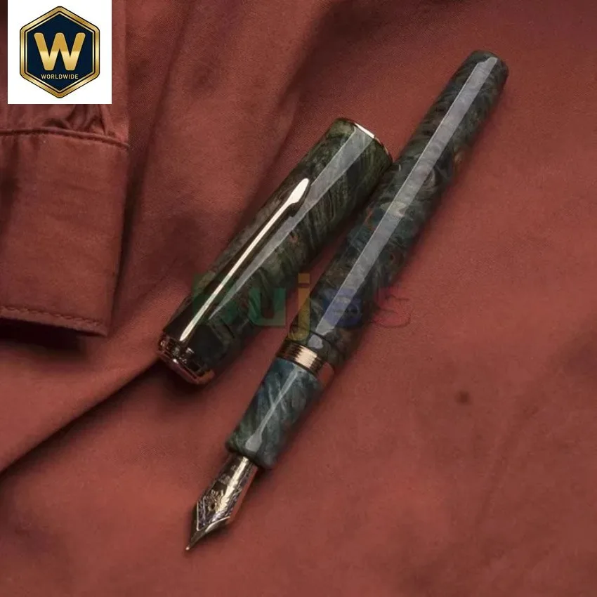 Hongdian A7 Fountain Pen - Stable Wood Body Smooth Writing Hard Nib Consistent Ink Flow Clear Lines Elegant Style Ideal Gift