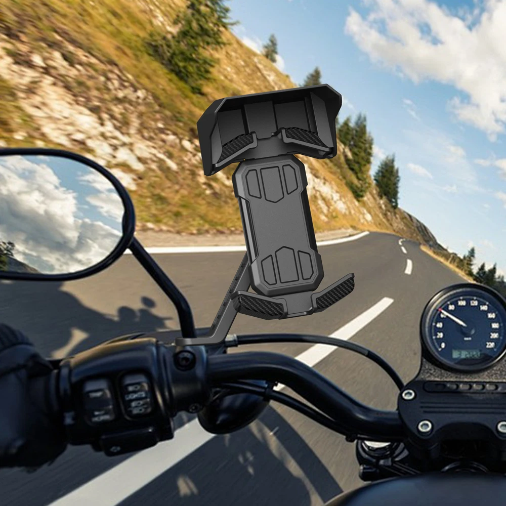 

Motorcycle Rearview Mirror Phone Mount Universal Holder For 4-7 Inch Smartphone Outdoor Riding GPS Navigation Secure Bracket Kit