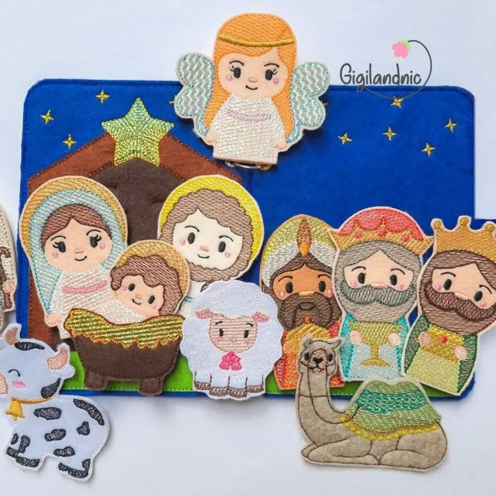 Bible Nativity Puzzle Felt Book Educational Handmade Montessori Felt Cloth Book Cartoon Learning Bible Nativity Quiet Book