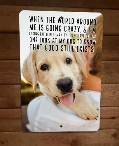 When The World is Going Crazy One Look at My Dog  Metal Wall Animal Sign